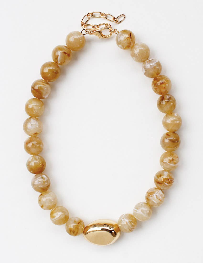 Gold Eye Accent Beaded Statement Necklace