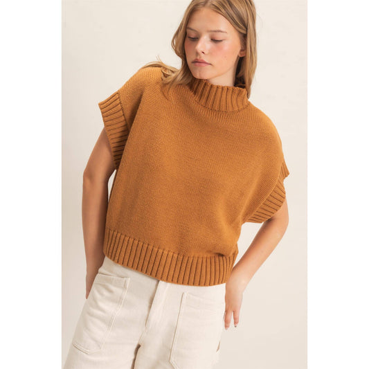 Ribbed Mock Neck Sweater Vest