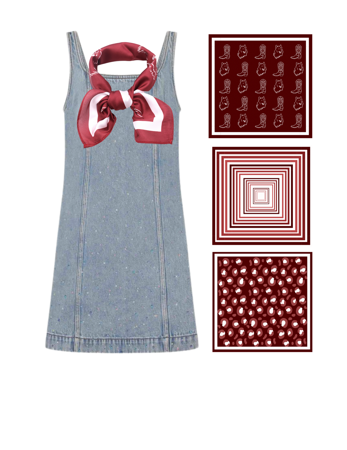 22” Gameday Bandana Scarf in Maroon & White