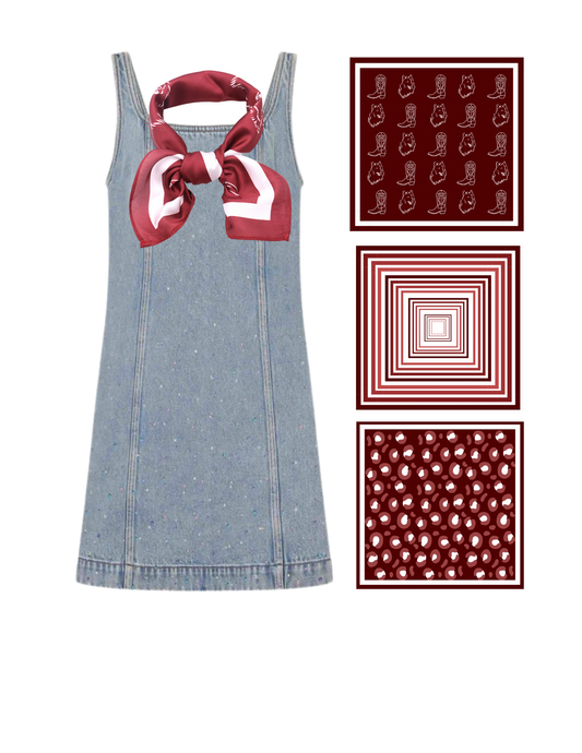 22” Gameday Bandana Scarf in Maroon & White