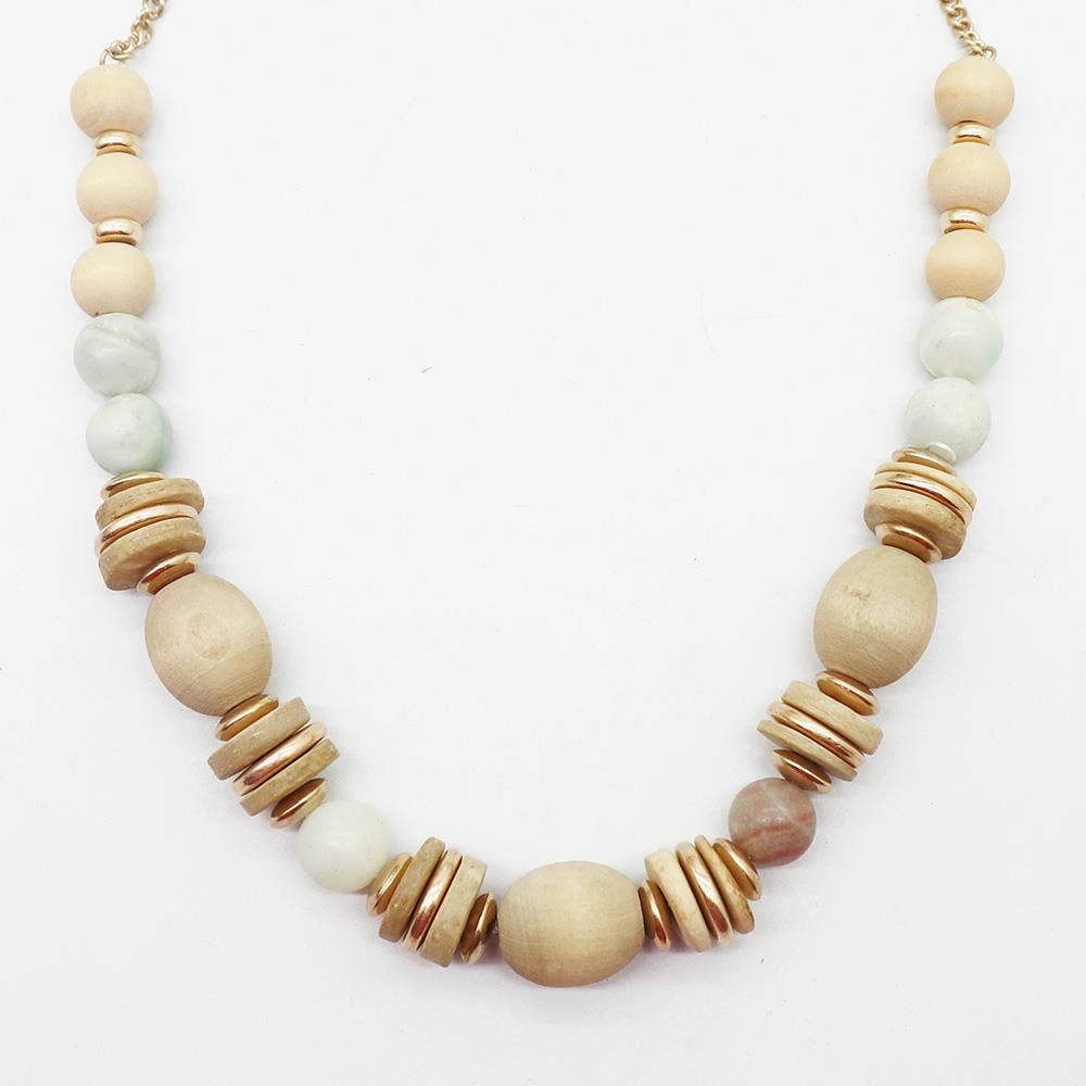 WOOD BEADED NECKLACE