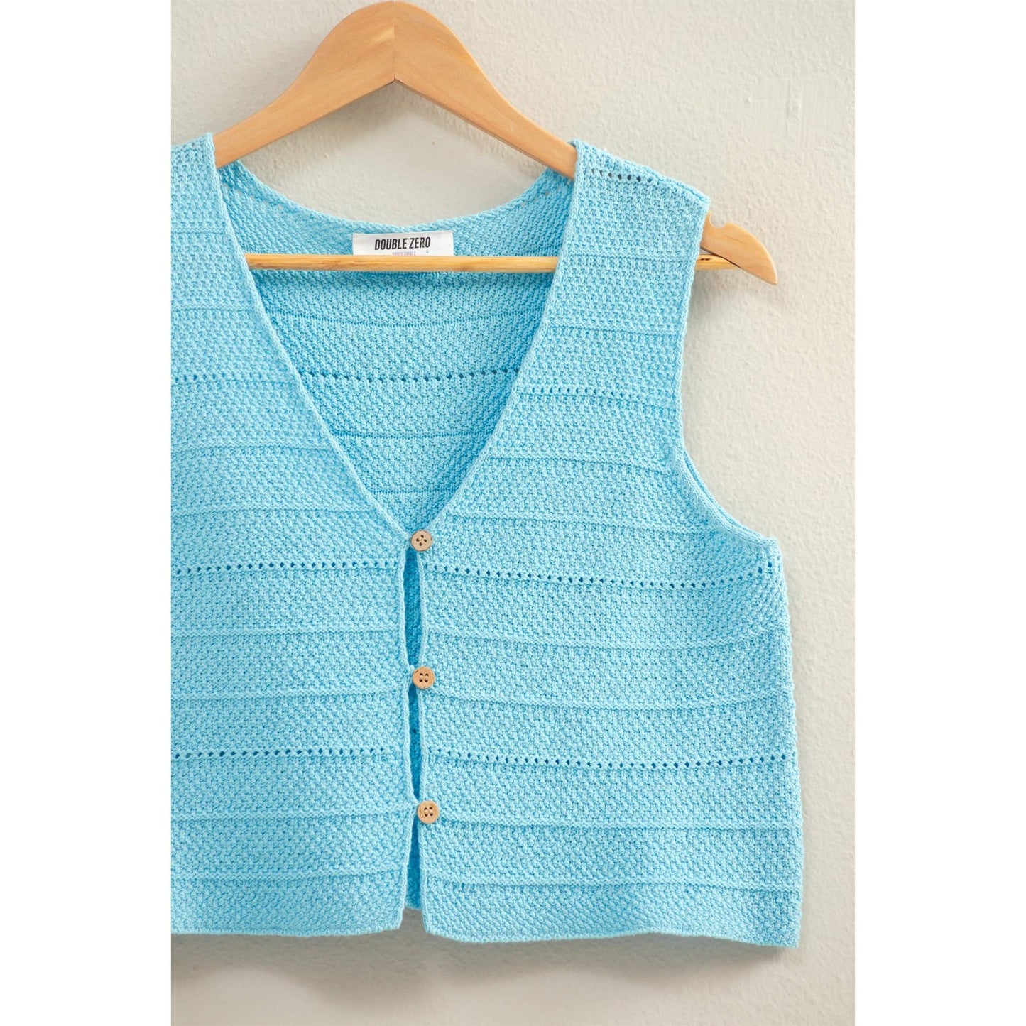 V-Neck Textured Sleeveless Knit Vest