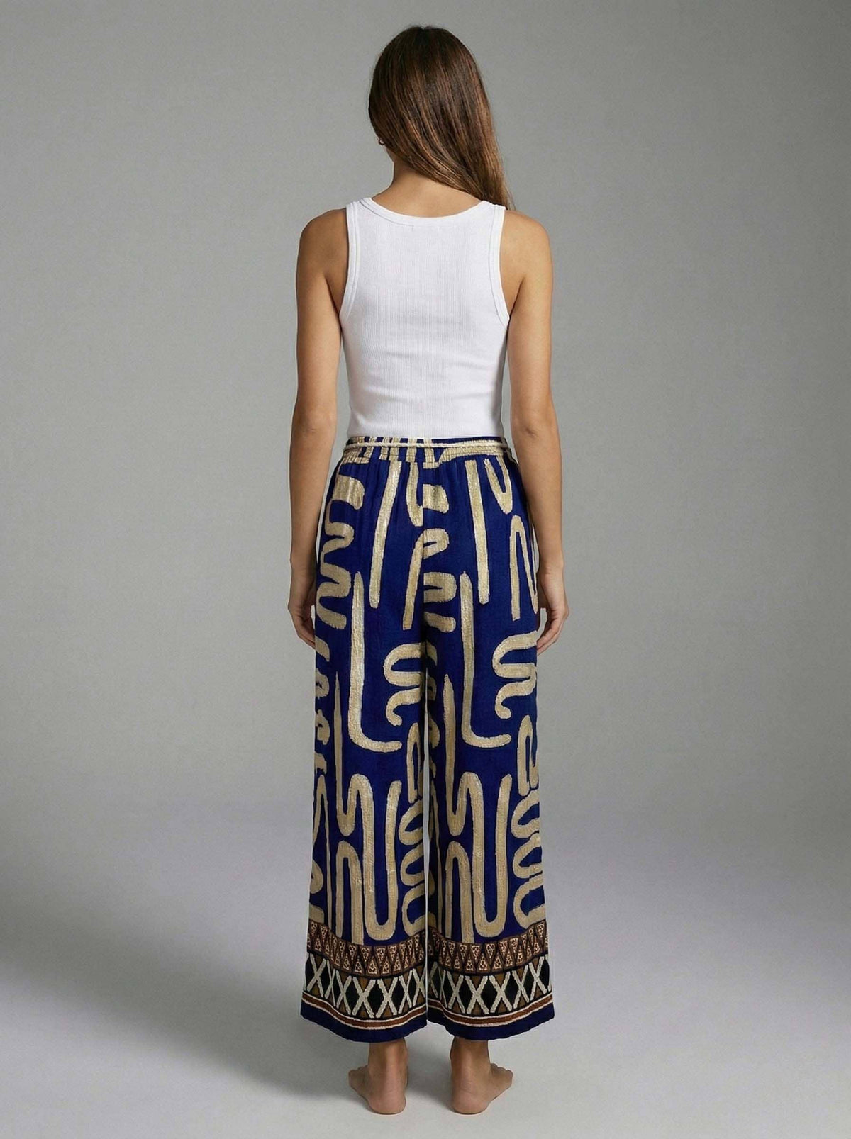 Mediterranean Script Wide Leg Pants