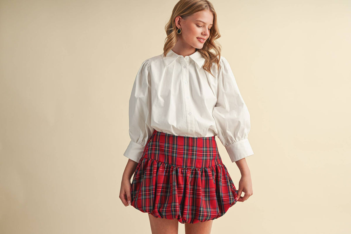 PUFF SLEEVE BUTTON DOWN TOP