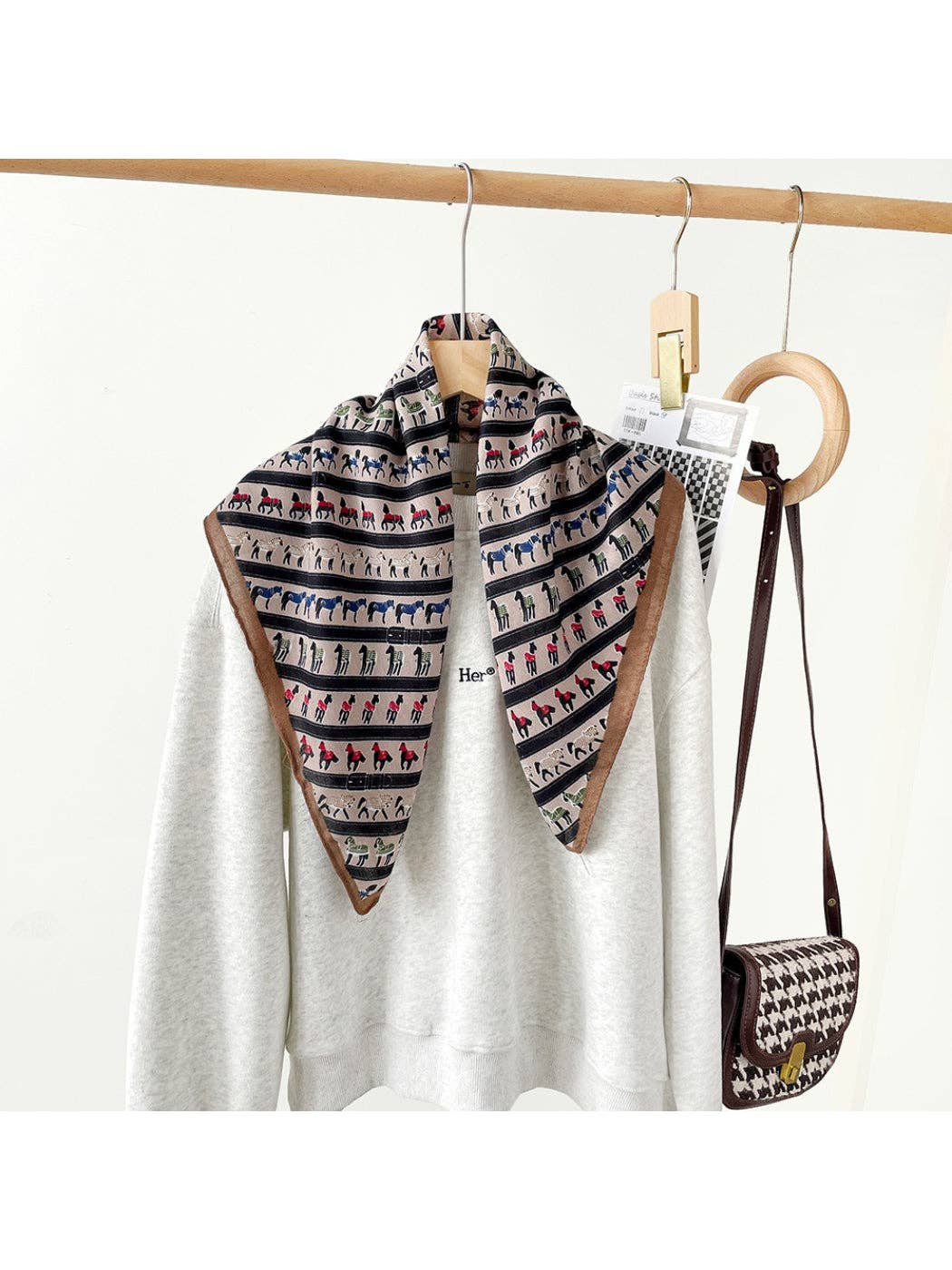 Stripe Animal Print Square Scarf