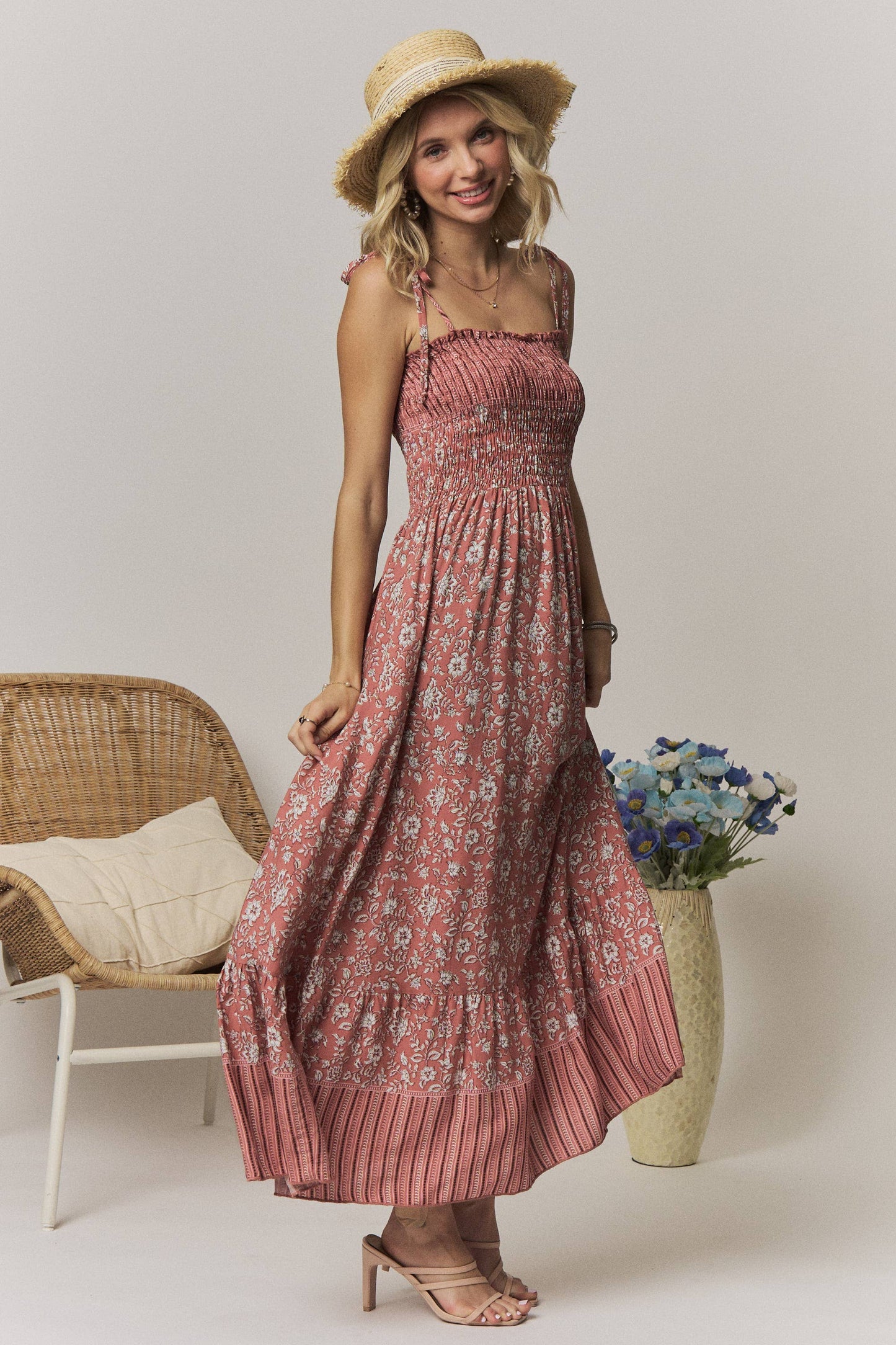 SMOCK TOP FLORAL DRESS