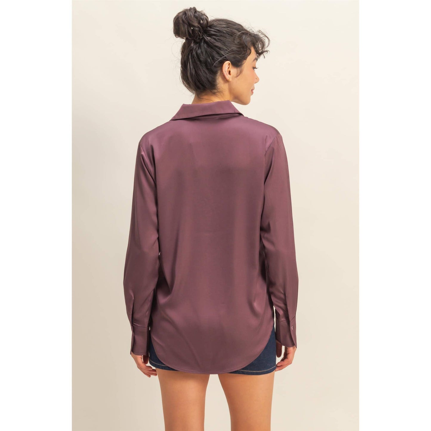 Button-Up Satin Shirt