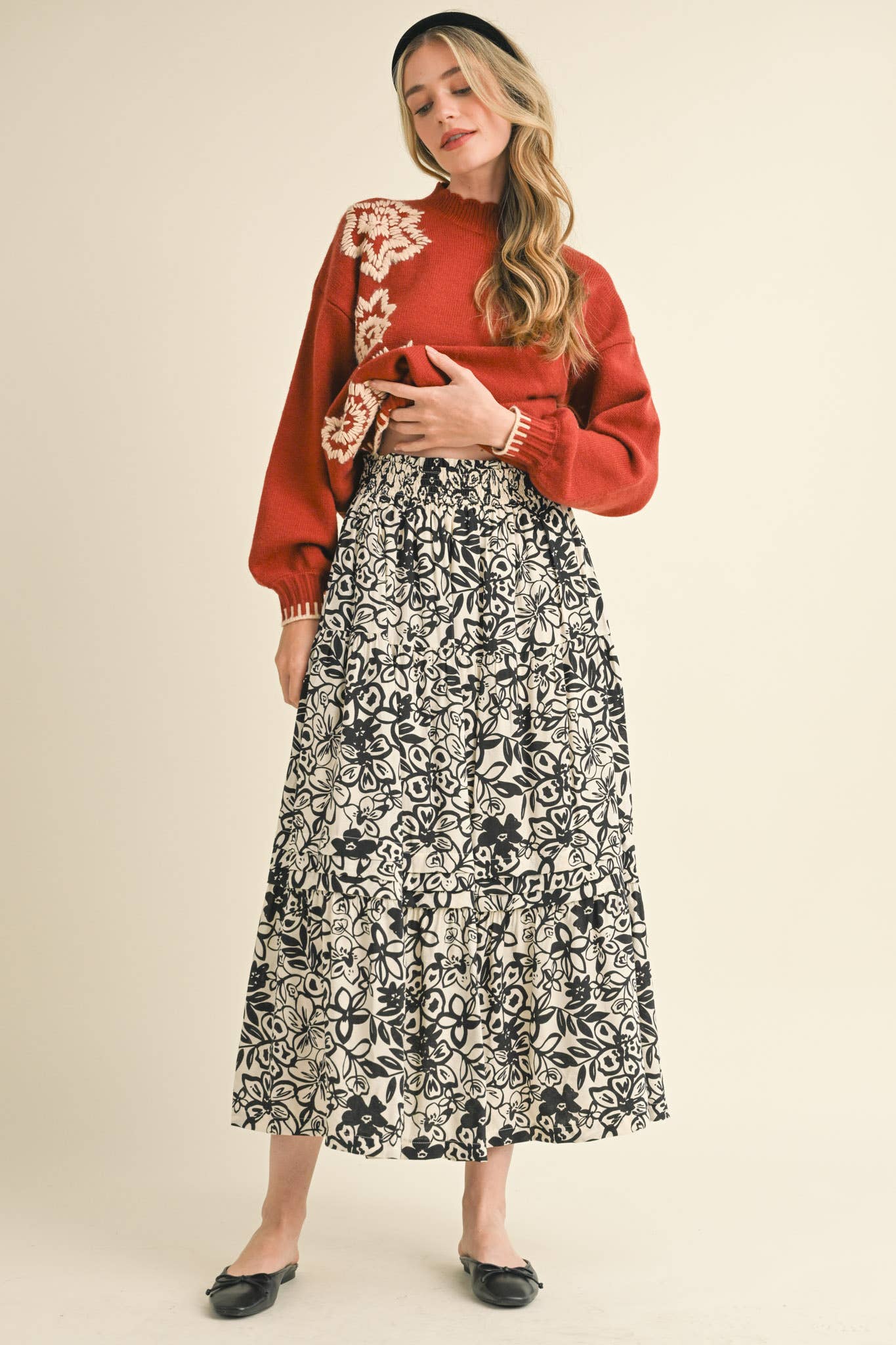 FLORAL PRINT  MIDI SKIRT