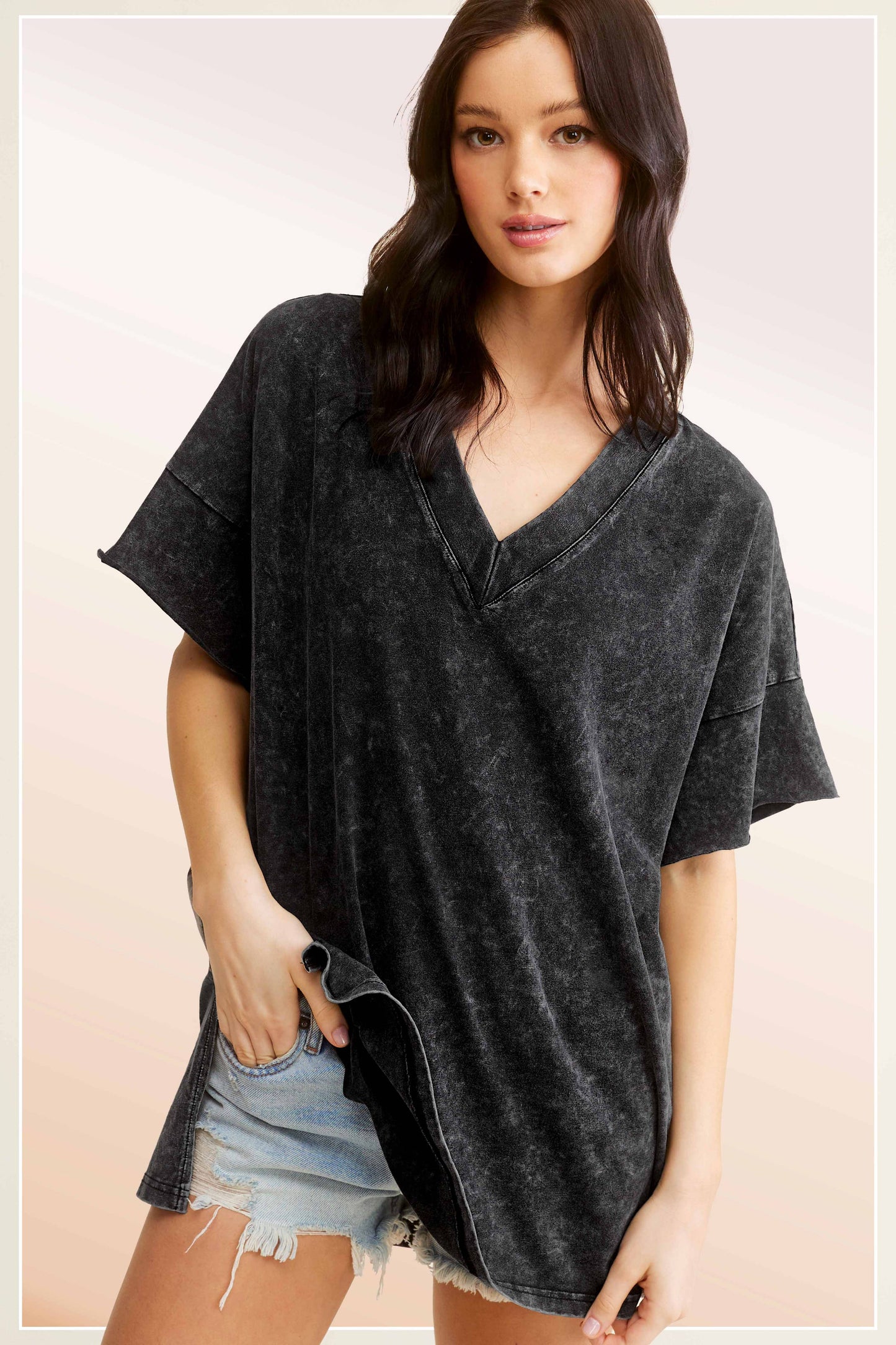 Mineral Washed  Short Sleeve Top