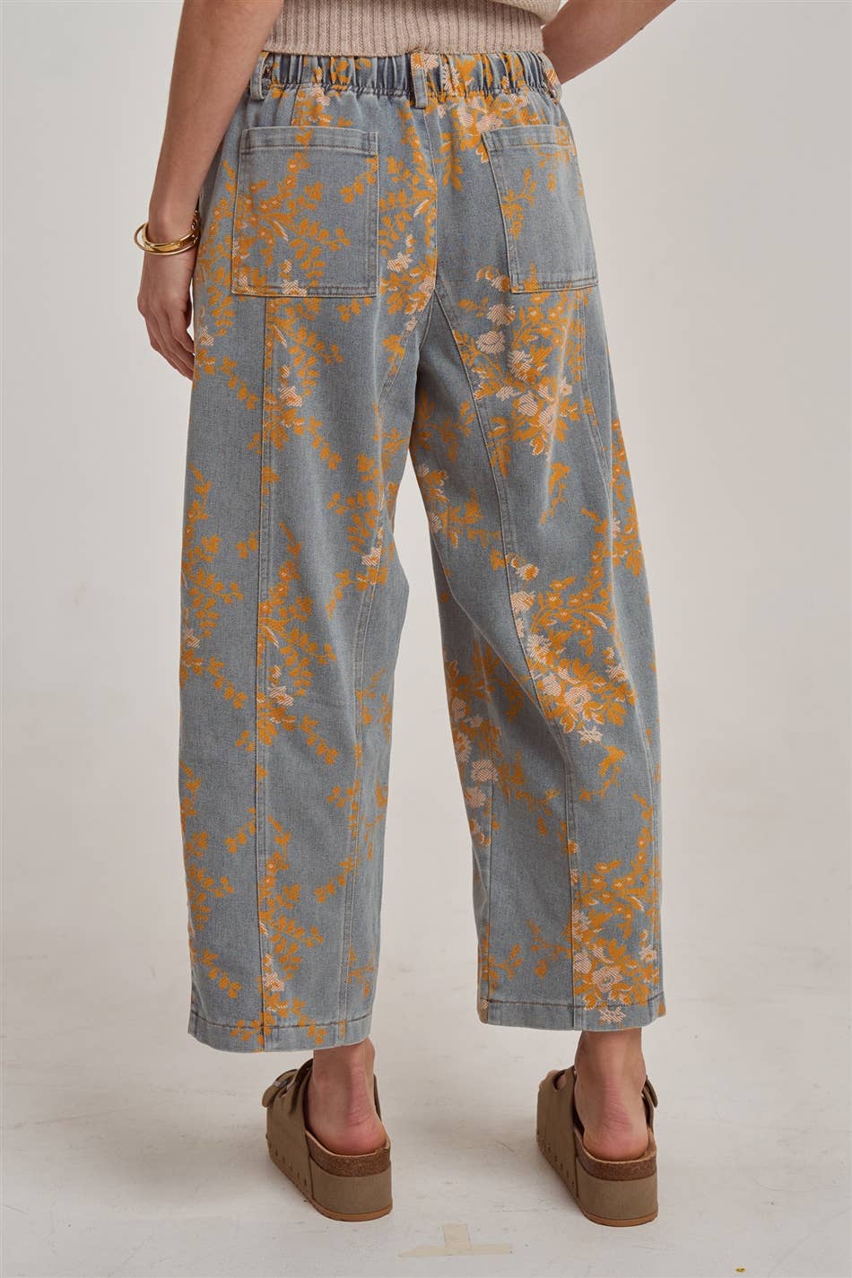 MID RISE RELAXED EVERYDAY CASUAL FIT FLORAL DENIM JEANS