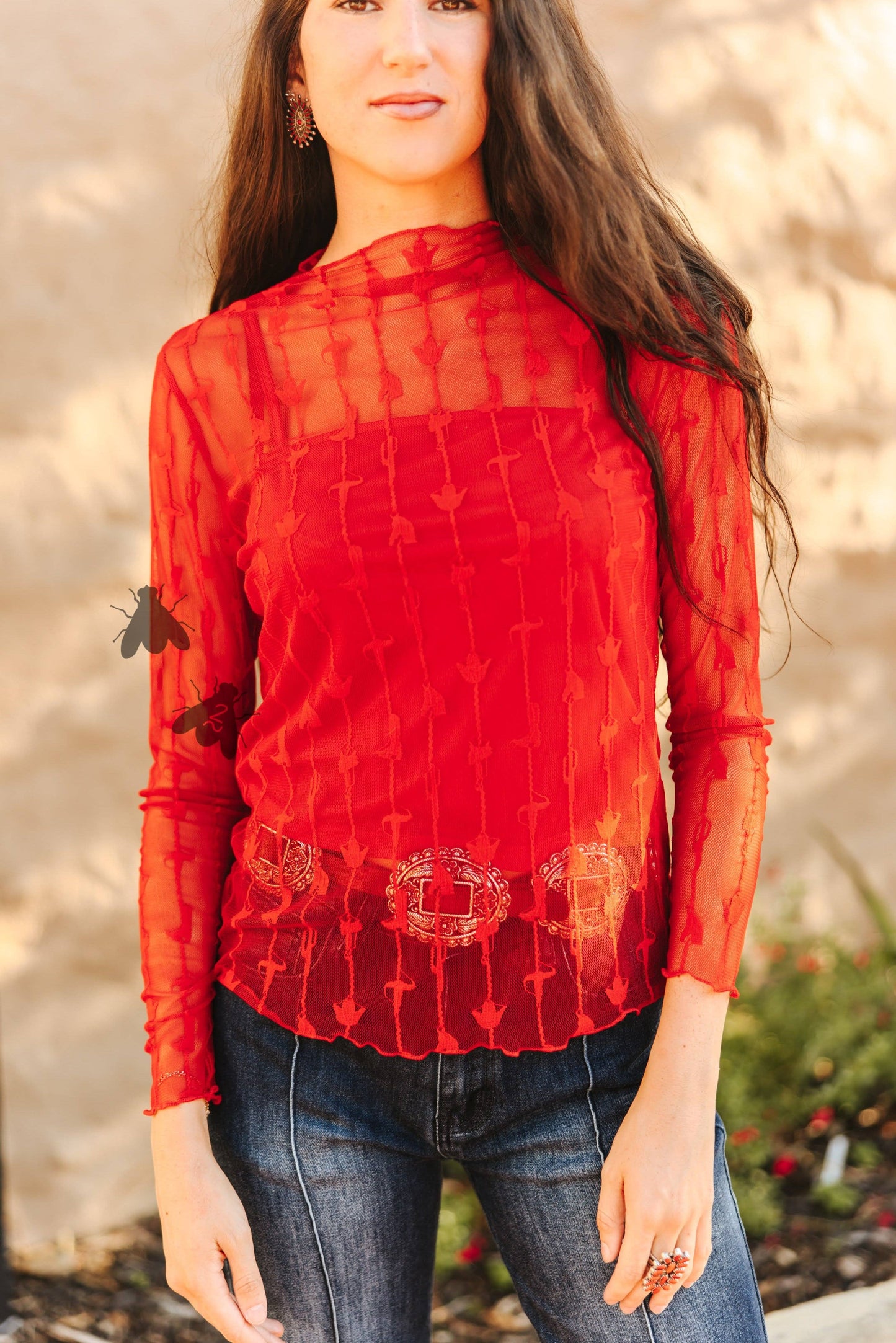 LARIAT LACE L/S *RED