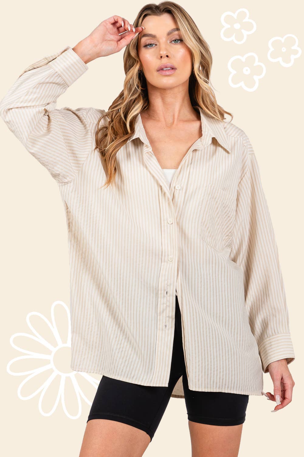 LOOSE FIT STRIPE BUTTON DOWN