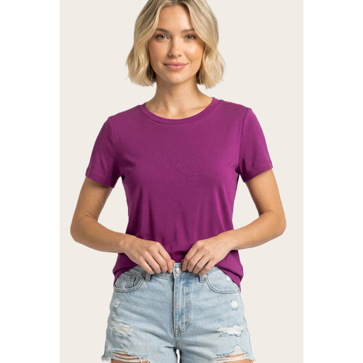 BASIC SOLID SHORT SLEEVE JERSEY TOP
