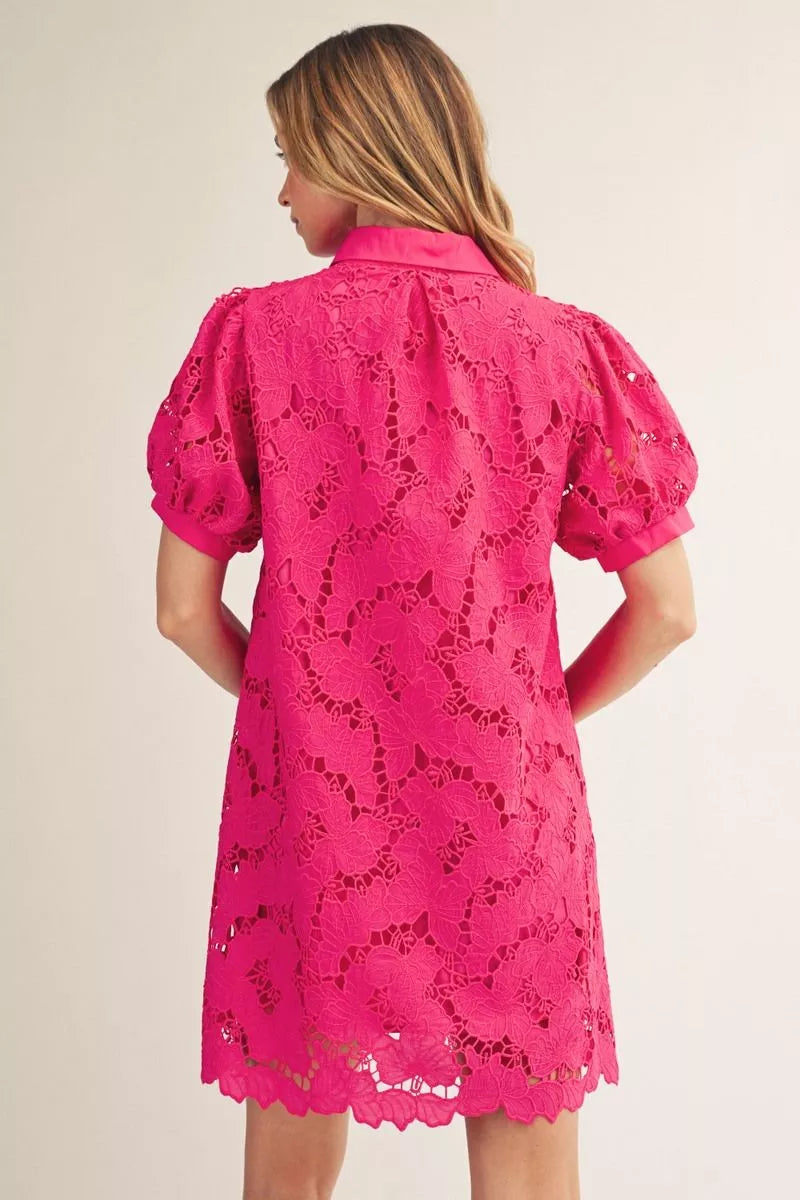 Short sleeve eyelet dress