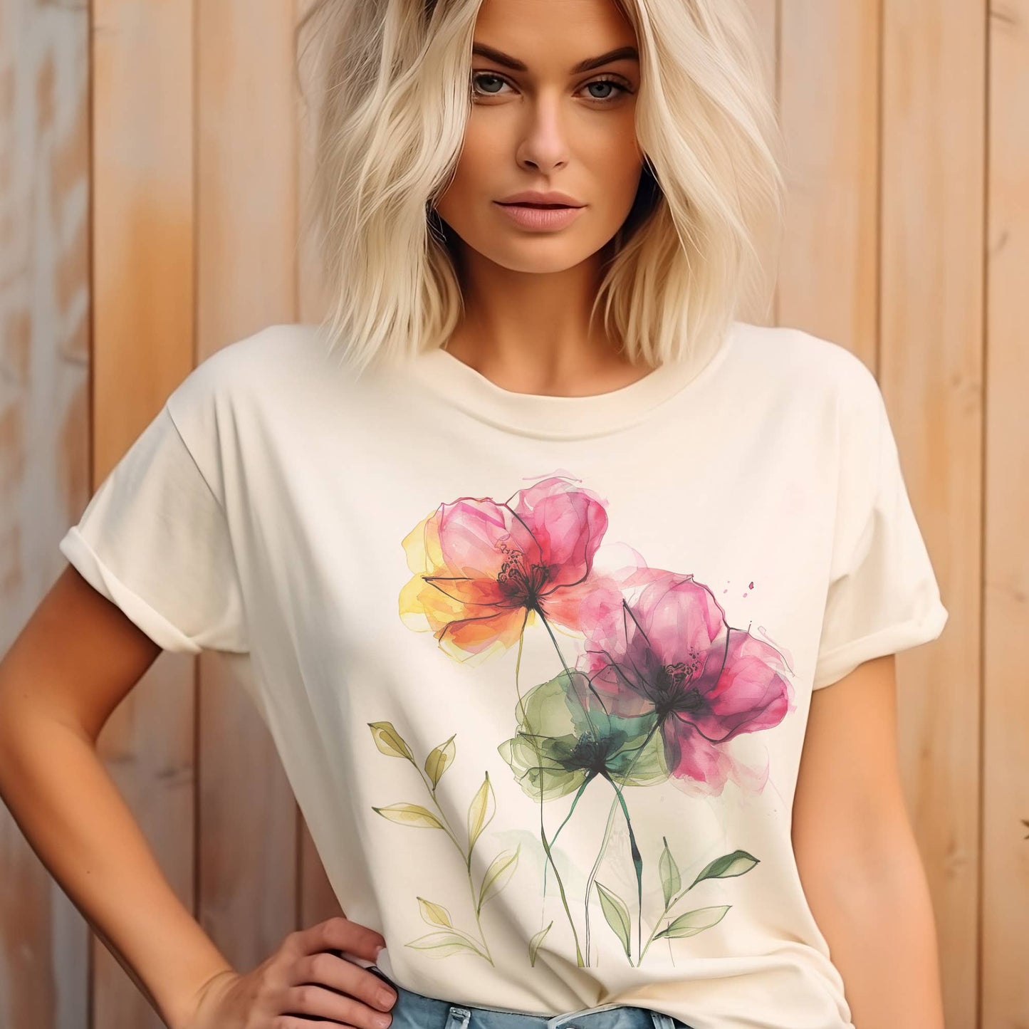 Flower Poppy Watercolor Graphic Tee Spring Summer Feminine 3