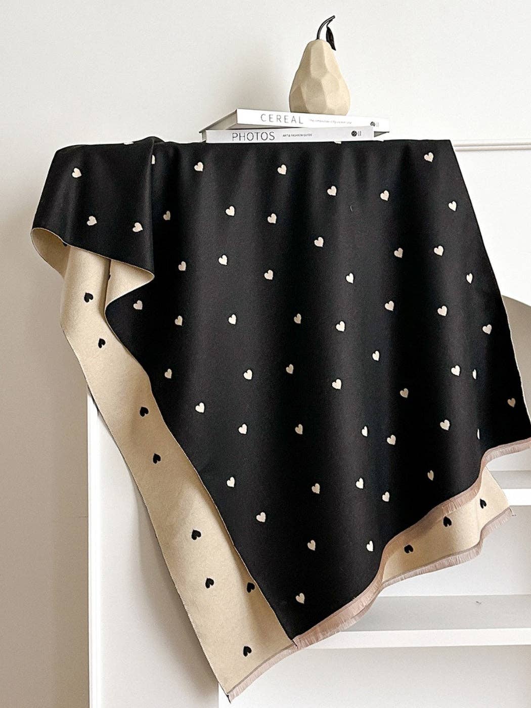 Reversible Heart Print Scarf & Wrap