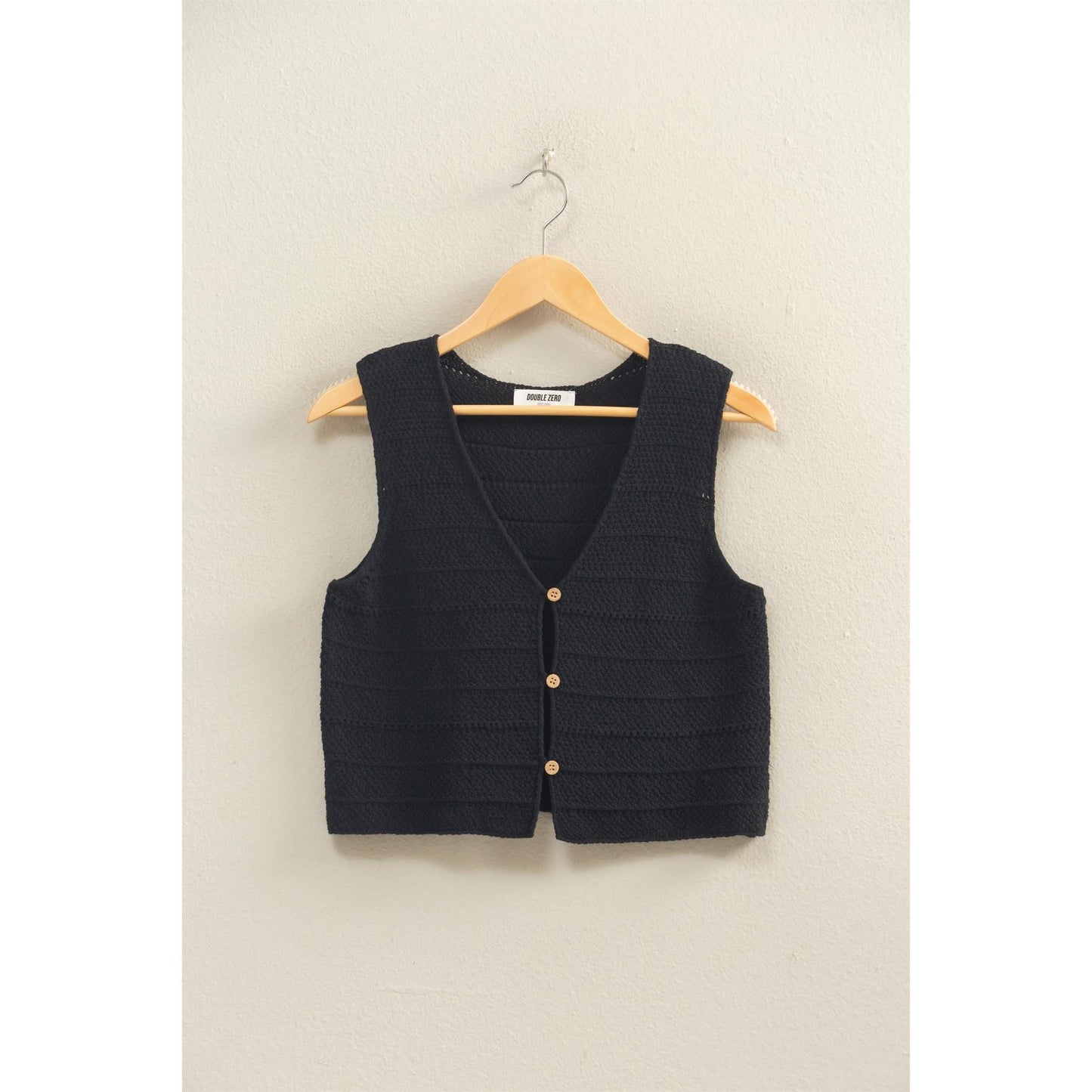 V-Neck Textured Sleeveless Knit Vest