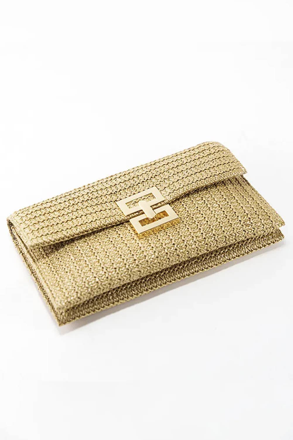 Woven Metal Clasp Flap Handbag