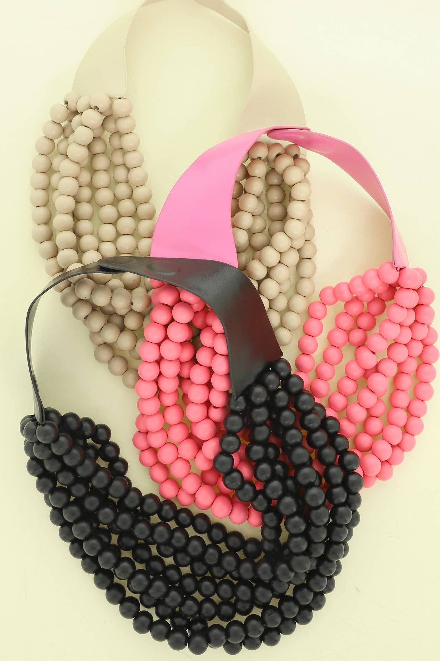 WOOD BEADED LAYERED MAGNETIC NECKLACE