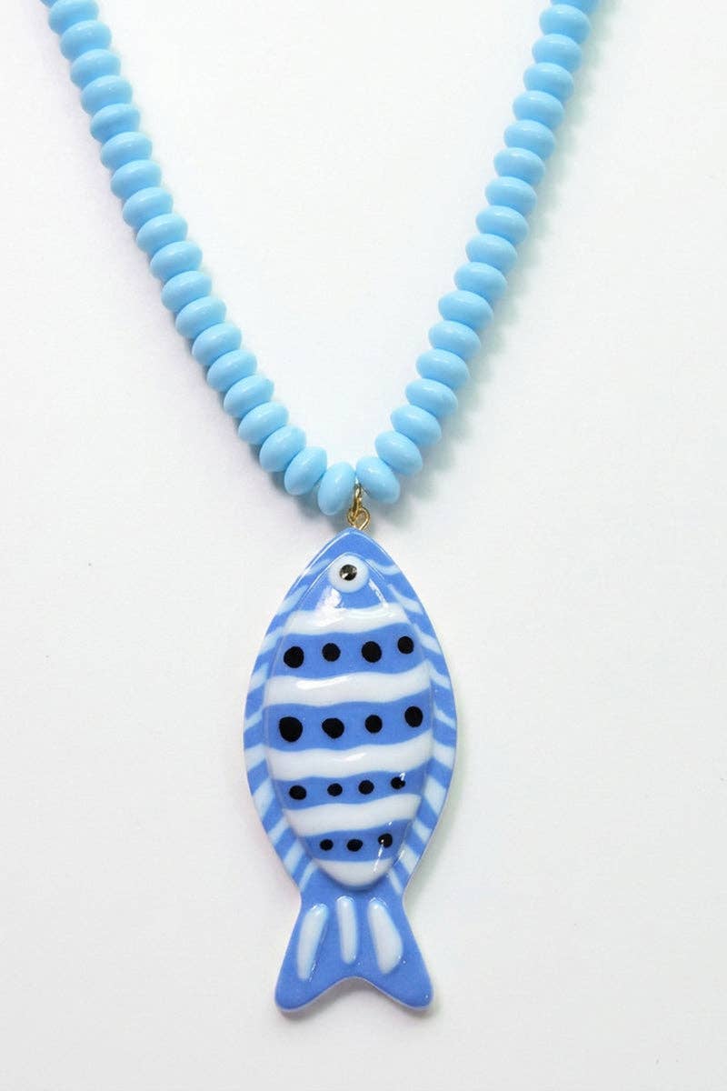Vibrant Fish Pendant Beaded Necklace