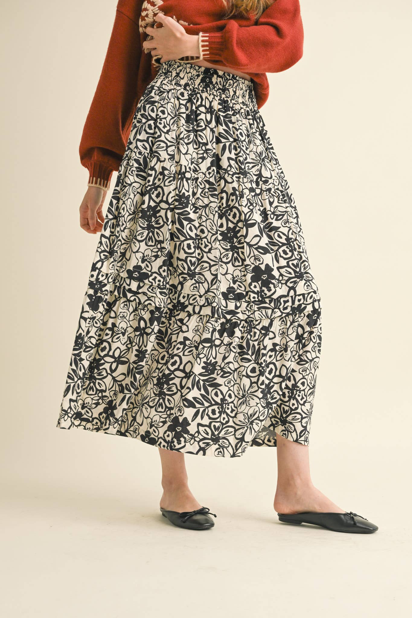 FLORAL PRINT  MIDI SKIRT
