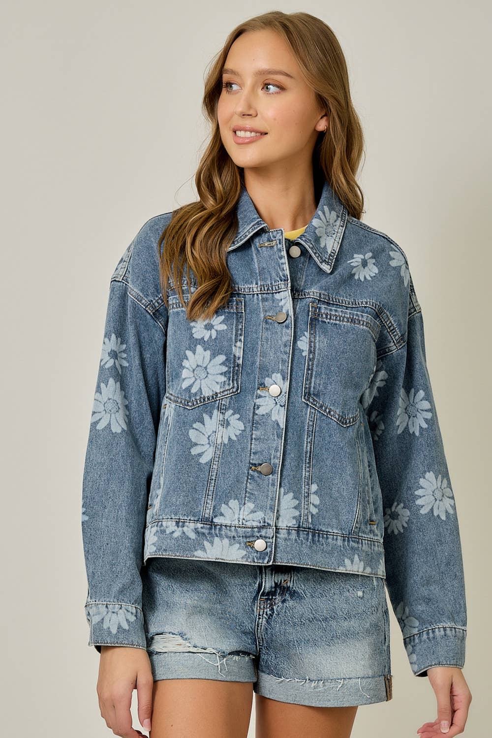 Floral Printed Denim Jacket