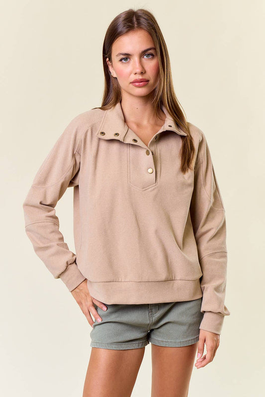 Buttery Soft Brushed Knit Mock Neck Sweatshirt