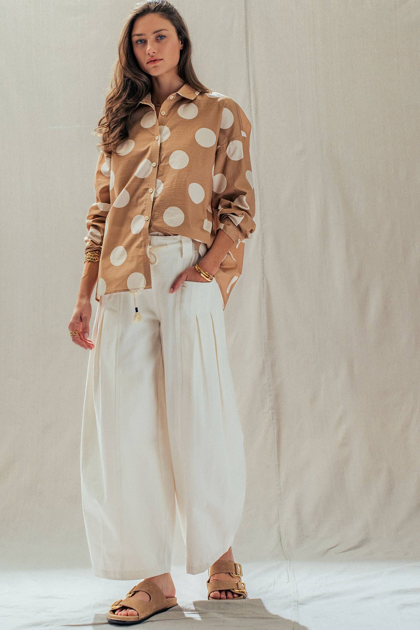 Polka Dot Button-Down Shirt