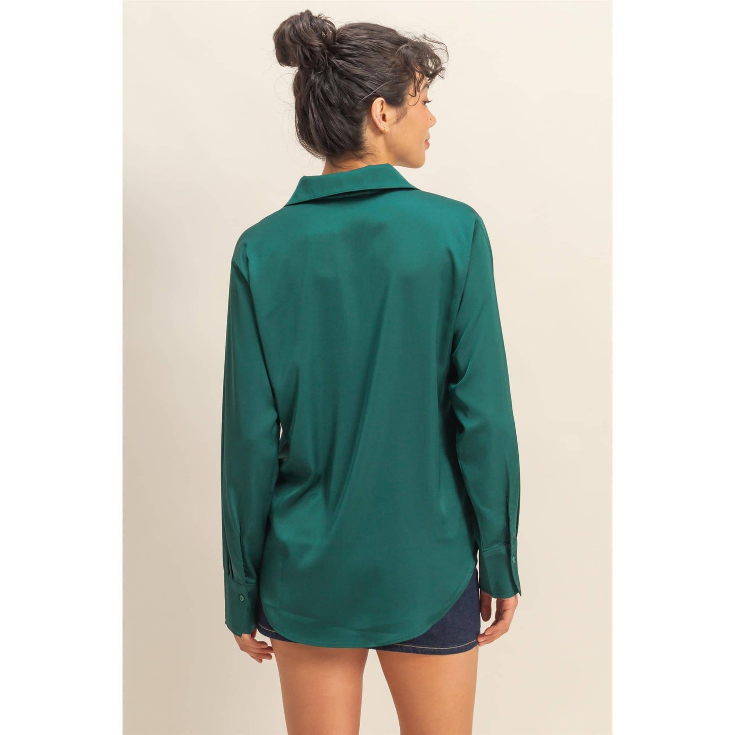 Button-Up Satin Shirt