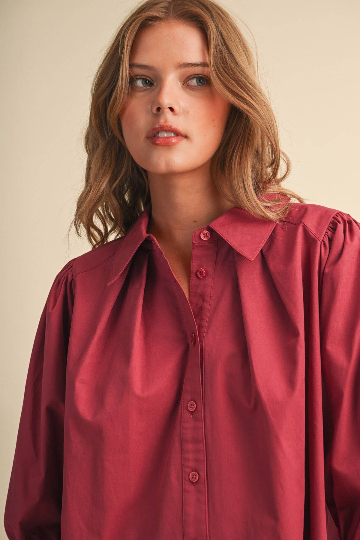 PUFF SLEEVE BUTTON DOWN TOP
