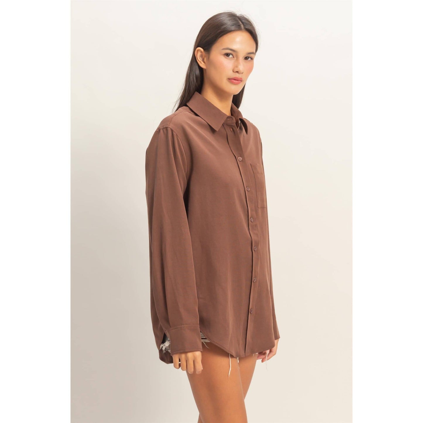 Linen Blend Button-Up Shirt