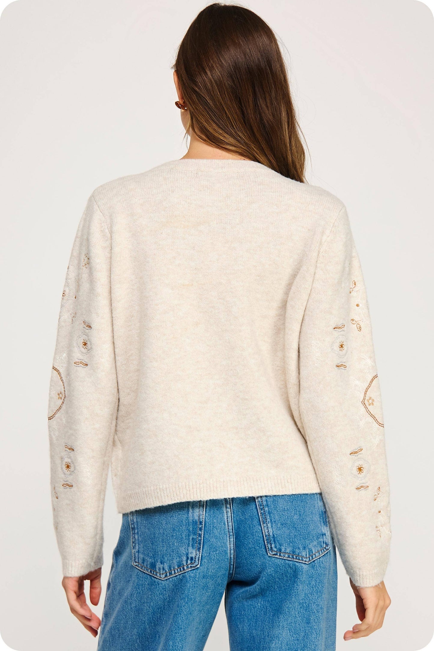 Embroidered Knit Sweater Cardigan