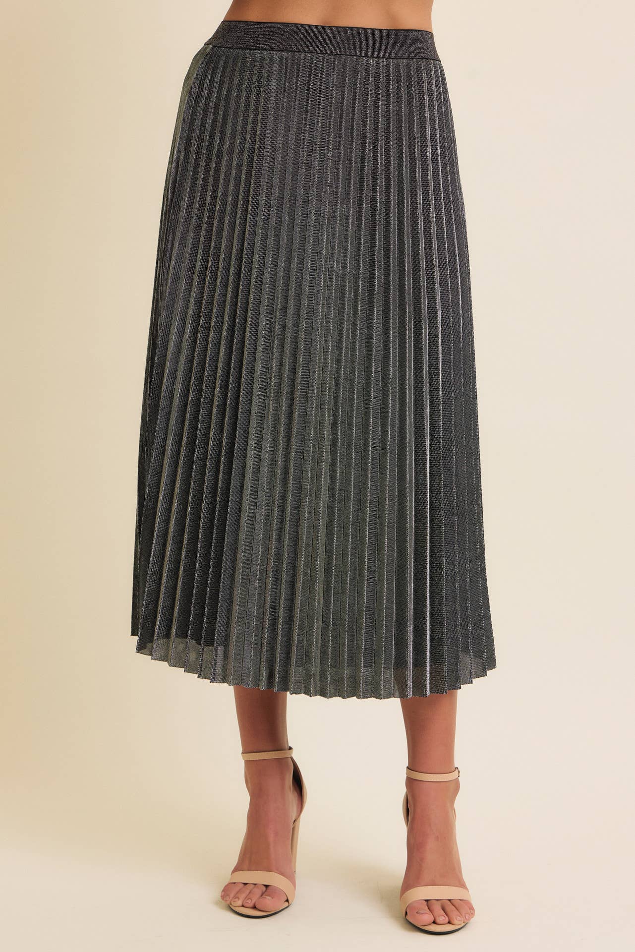 SPARKLING ACCENT PLEATED MIDI SKIRT