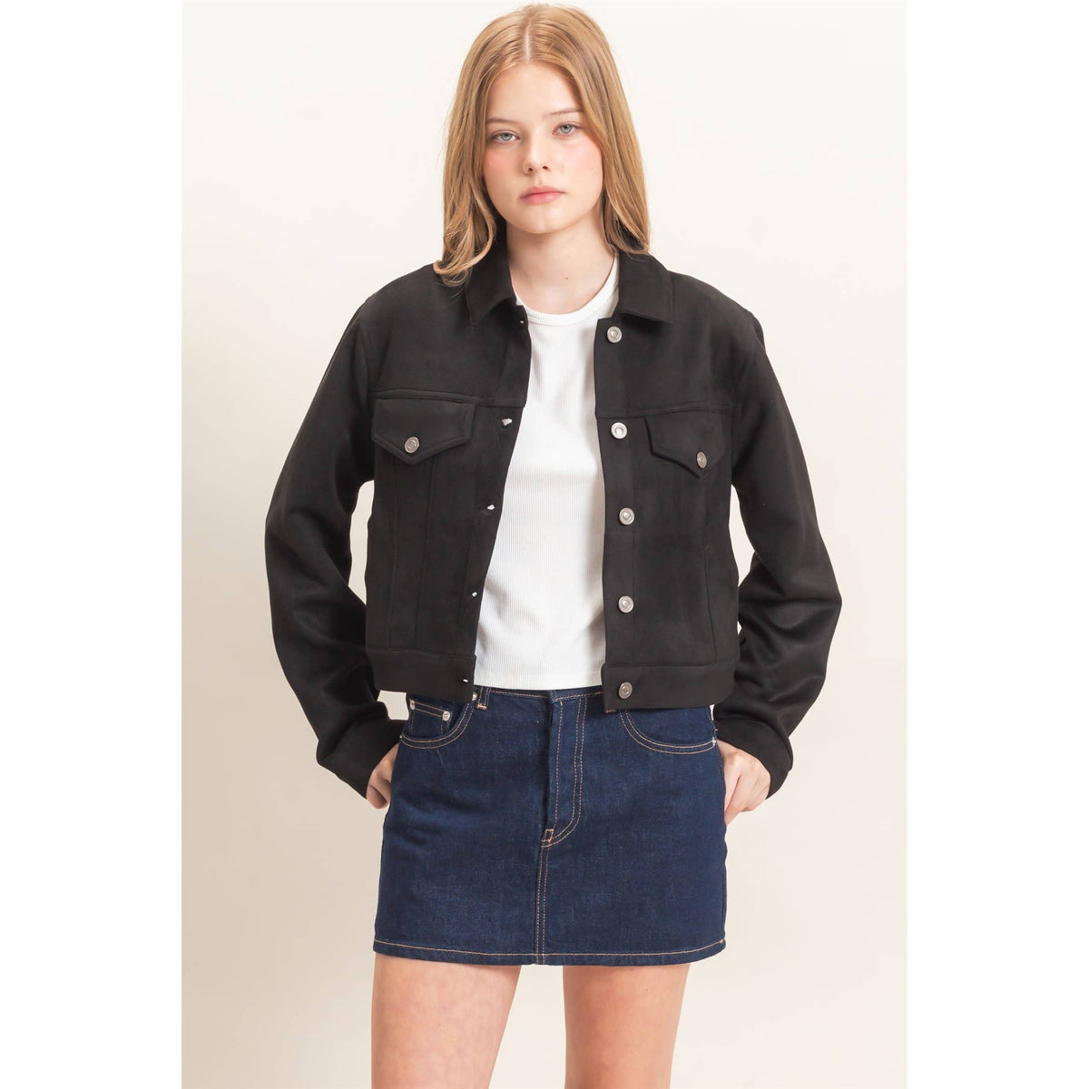 Button-Up Suede Jacket