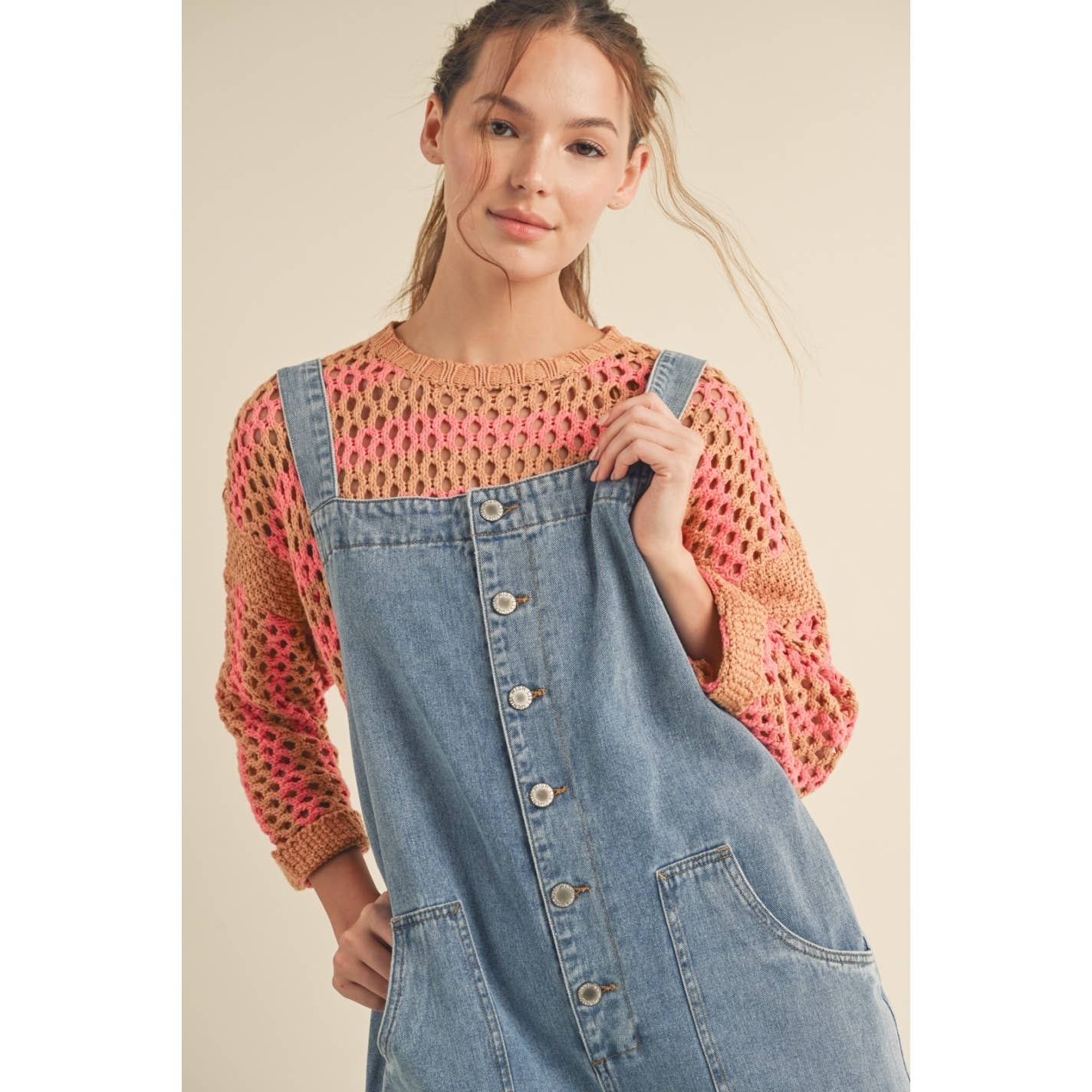 OPEN BACK DENIM OVERALL