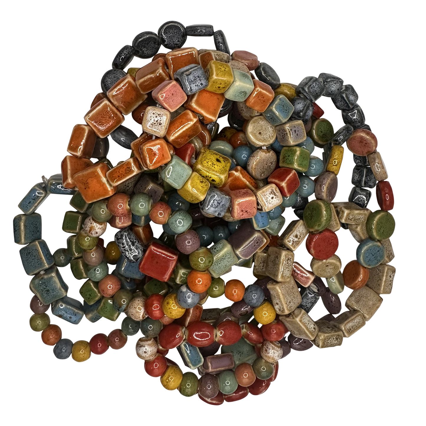 Multi-Color Clay Beaded Stretch Bracelets