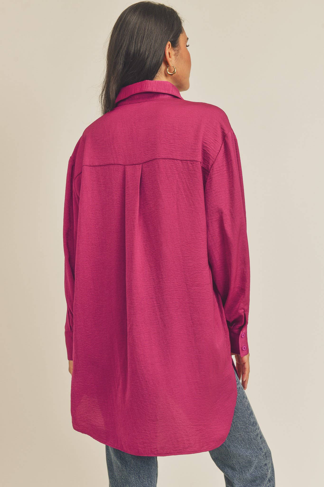 COLLARED BUTTON DOWN TUNIC SHIRT