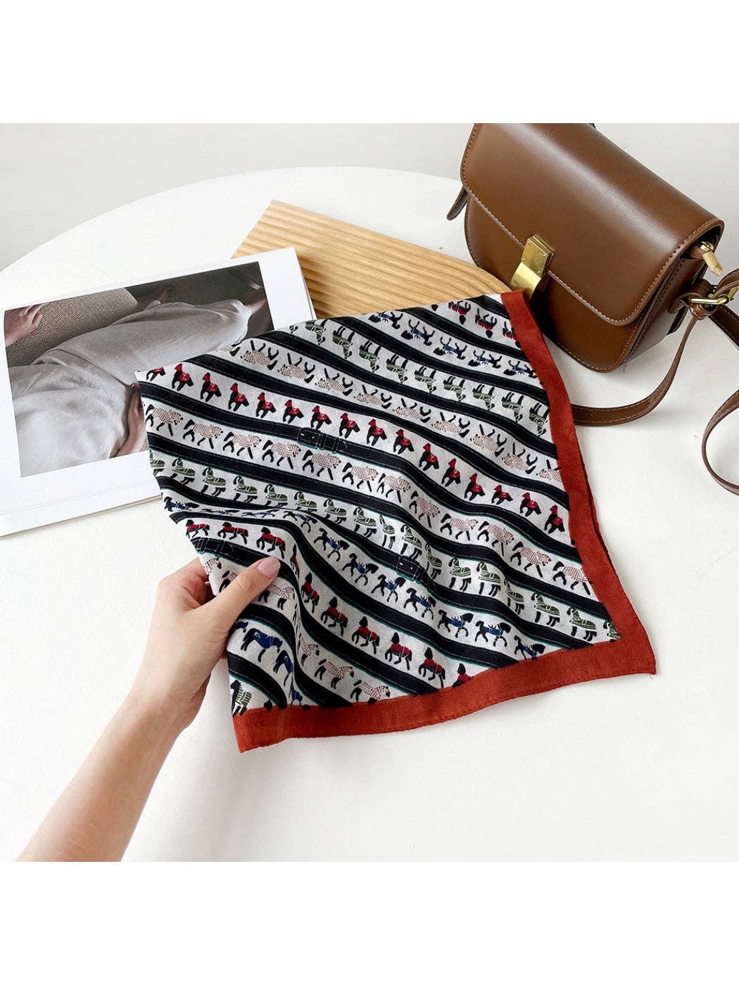 Stripe Animal Print Square Scarf