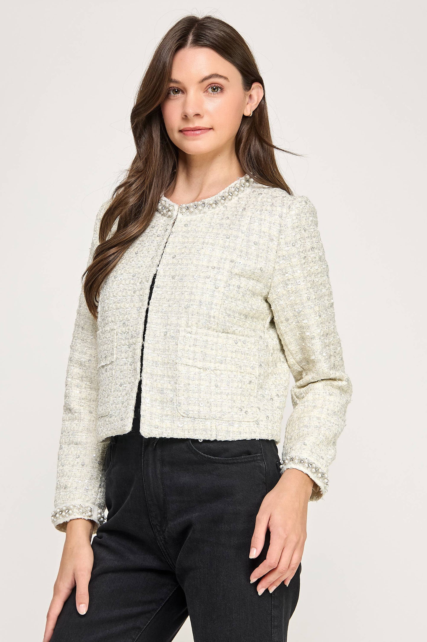 EMBELLISHED TWEED JACKET