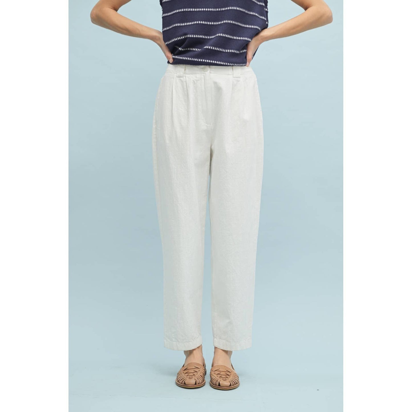 COTTON PLEATED PANTS