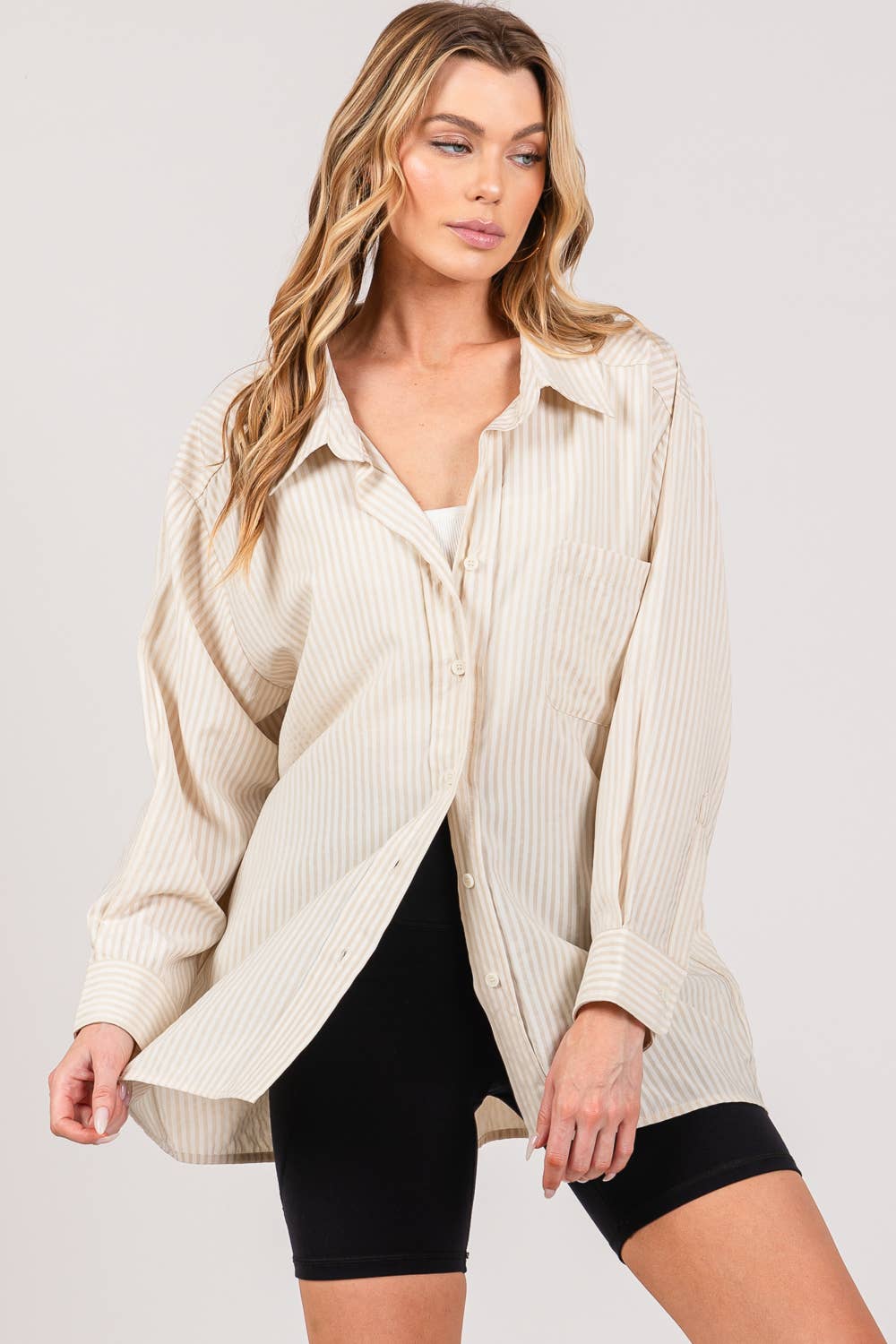 LOOSE FIT STRIPE BUTTON DOWN