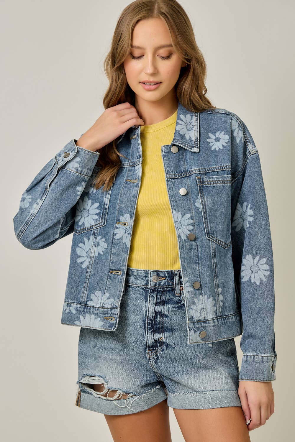 Floral Printed Denim Jacket