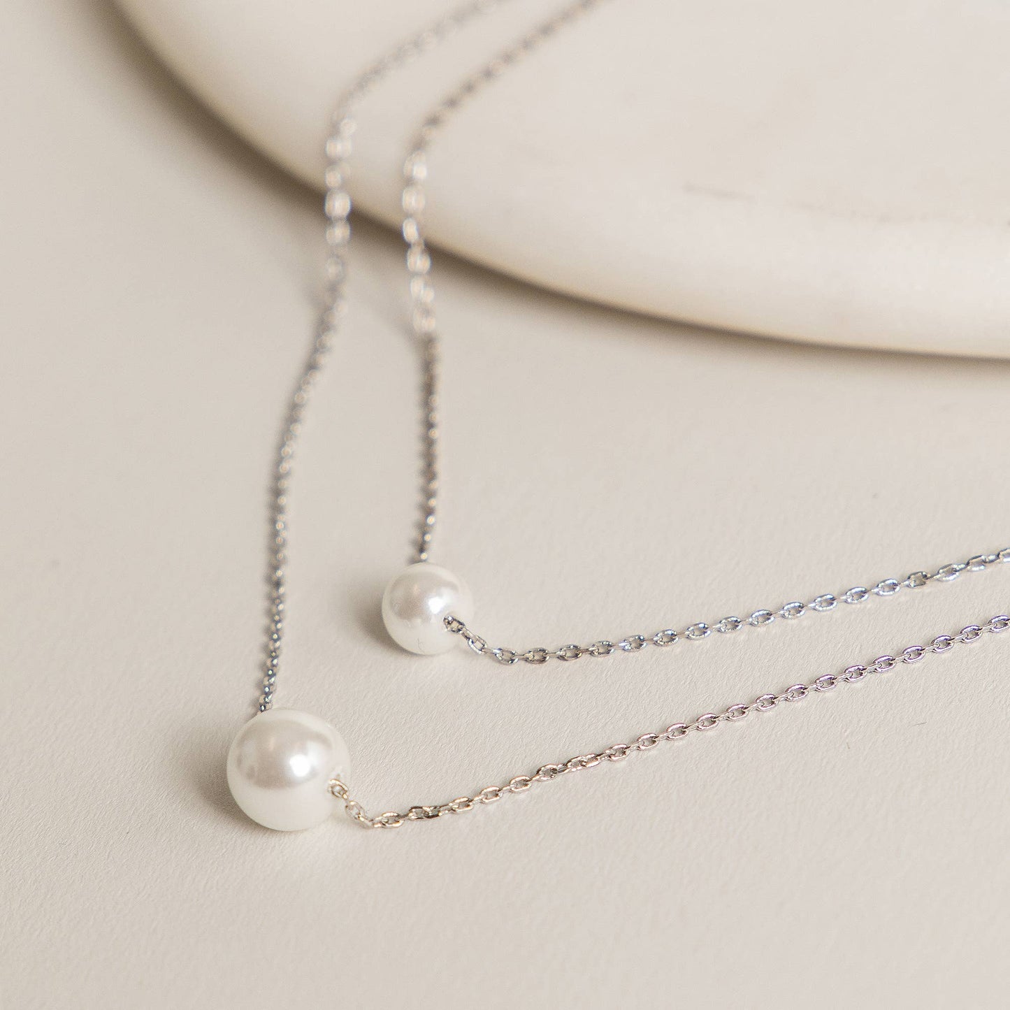 Pearl Charm Double Layered Necklace