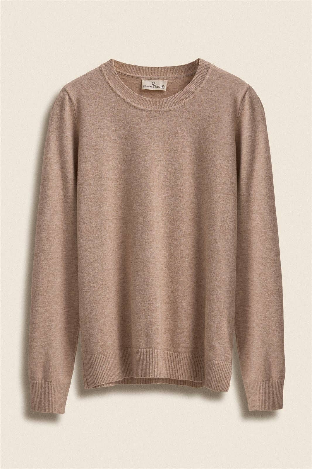 Soft Viscose Blend Crewneck Knit Pullover