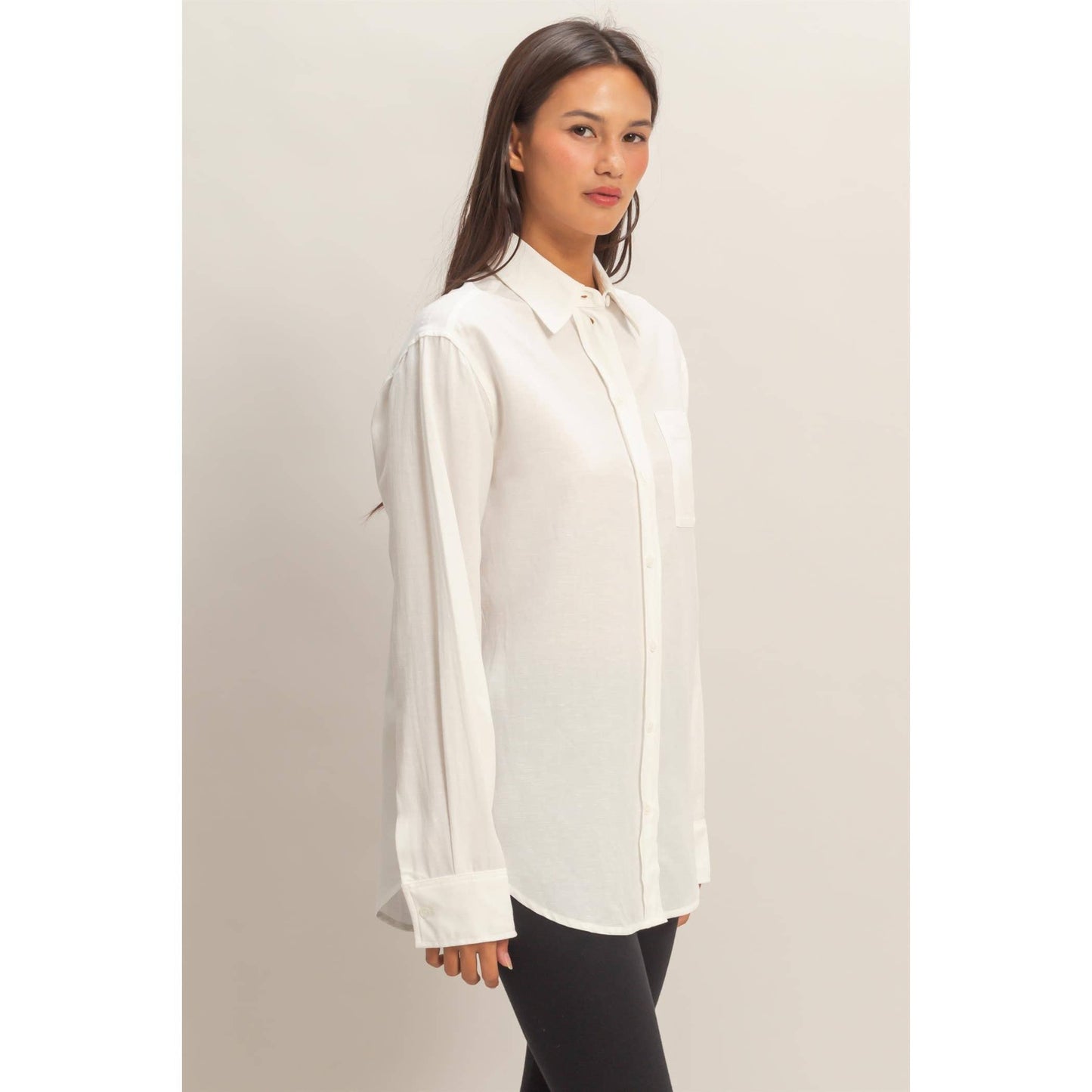Linen Blend Button-Up Shirt