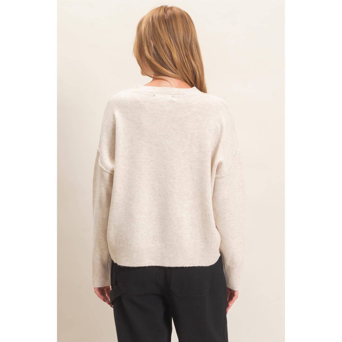 Crew Neck Sweater With Ribbed Hem