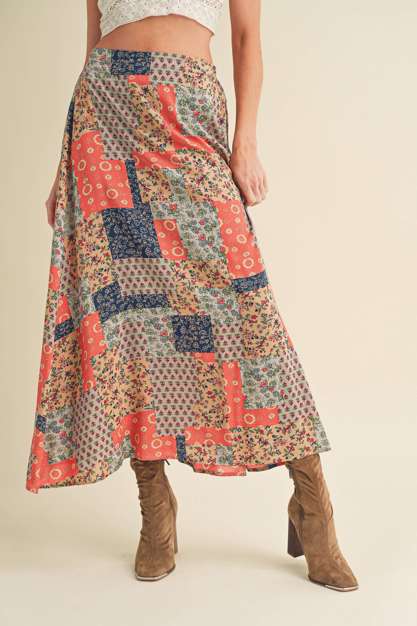 Patchwork Print Skirt