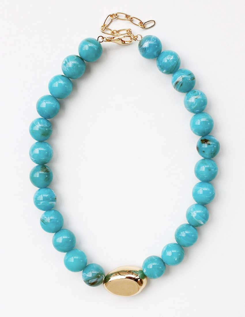 Gold Eye Accent Beaded Statement Necklace
