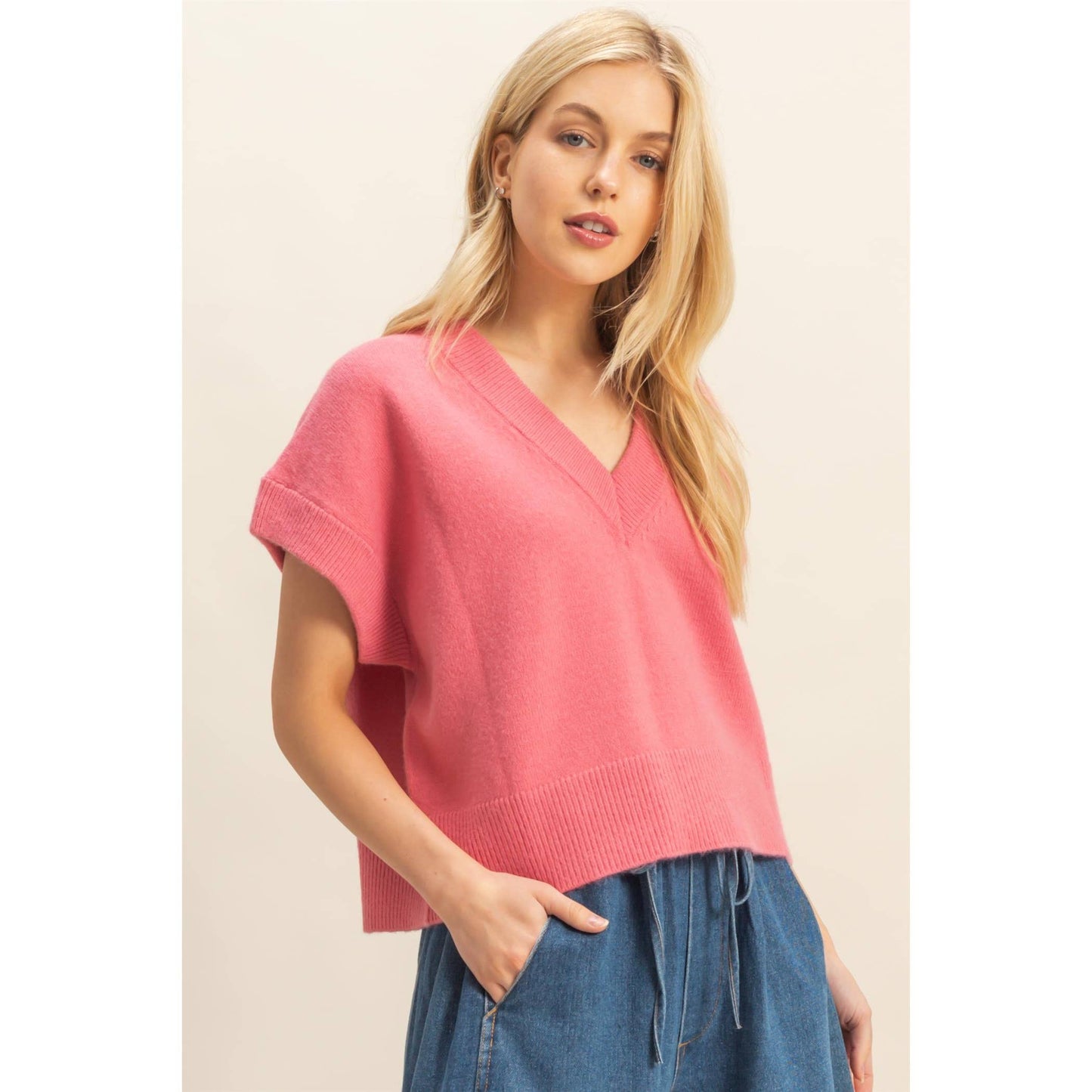 Oversized V-Neck Sweater Vest