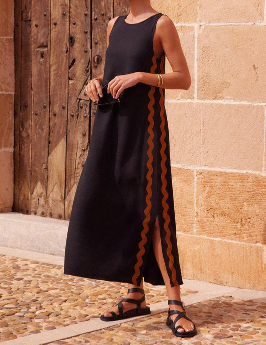 Sleeveless Black Maxi Dress with Side Slit